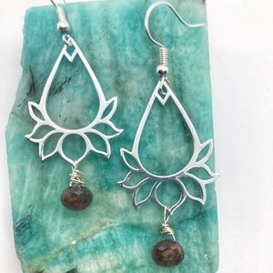 Unique, handmade earrings; silver & silver plated aspects & semi-precious stones